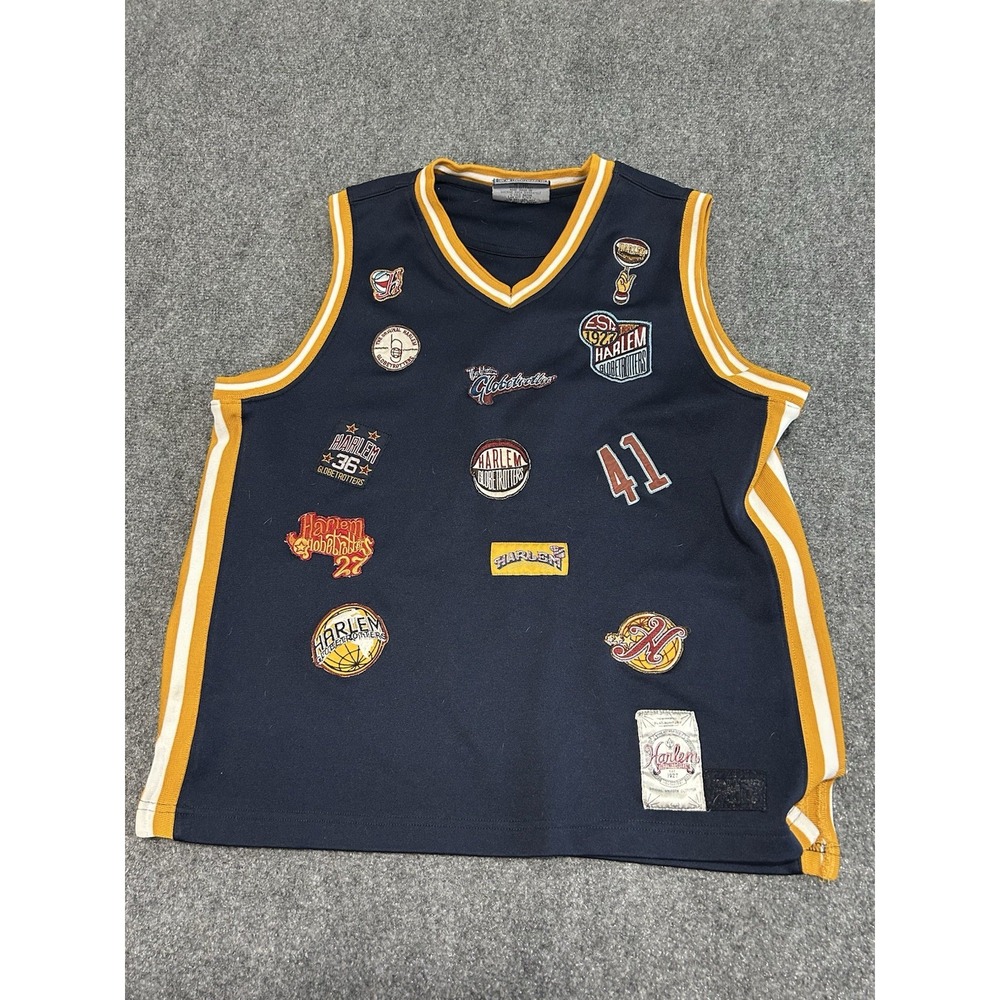 HARLEM GLOBETROTTERS PLATINUM FUBU ADULT Size Large‎ Blue JERSEY see pics size